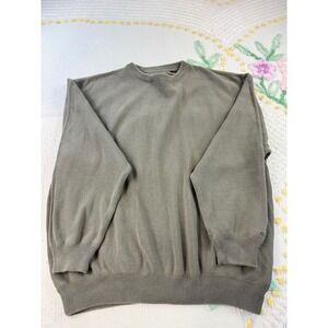 Greg Norman Collection Mens XL Olive Green Cotton Knit Sweater Shark‎ Logo